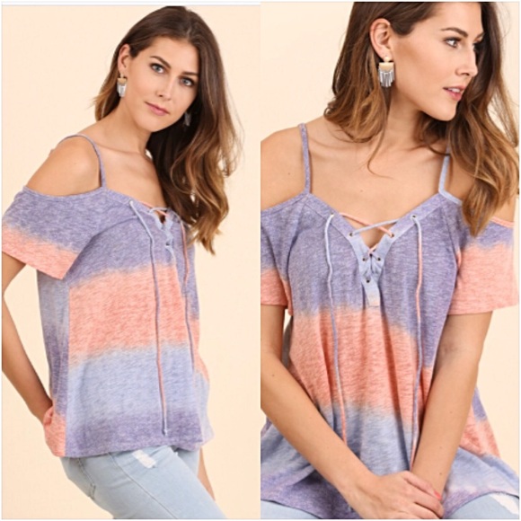 📍SALE Boho Chic Lace Up Cold Shoulder Top SML - Picture 4 of 7